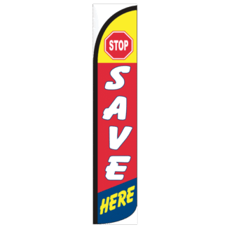 Stop Save Here Wind-Free Feather Flag