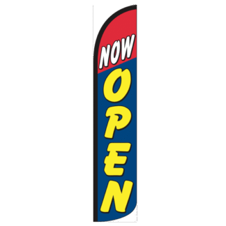 Now Open Wind-Free Feather Flag