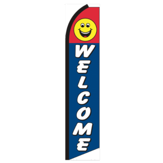 Welcome Smiley Face Swooper Feather Flag